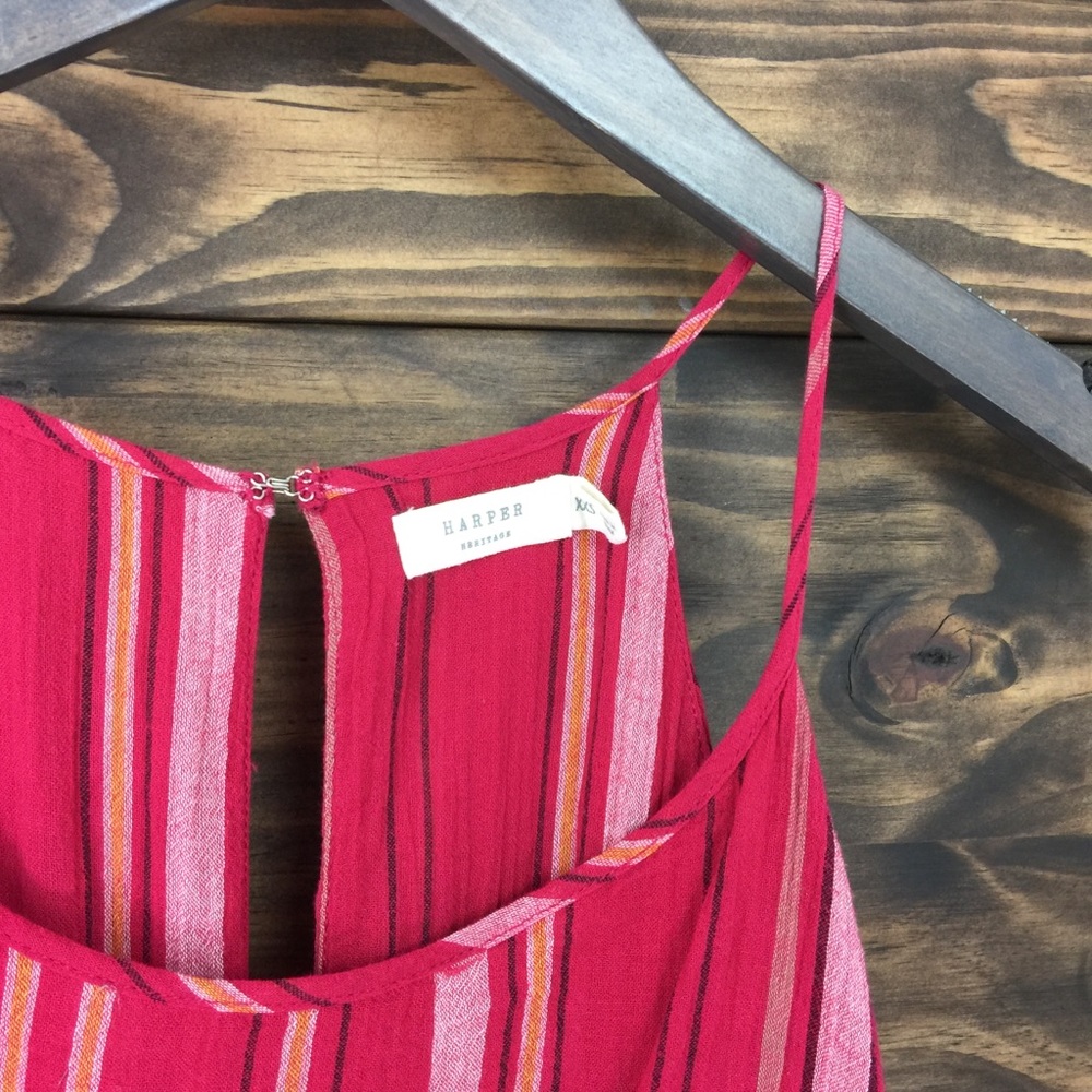 Harper Heritage | Striped Knot Tie Front Romper - Picture 6 of 6